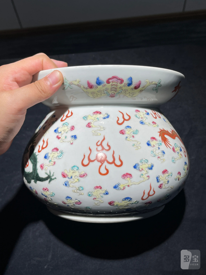清光绪 粉彩八宝龙纹花囊 - 图4